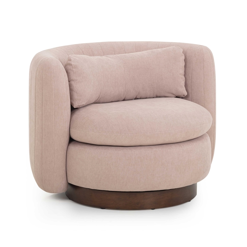 Nura Blush Pink Chenille Swivel Accent Chair