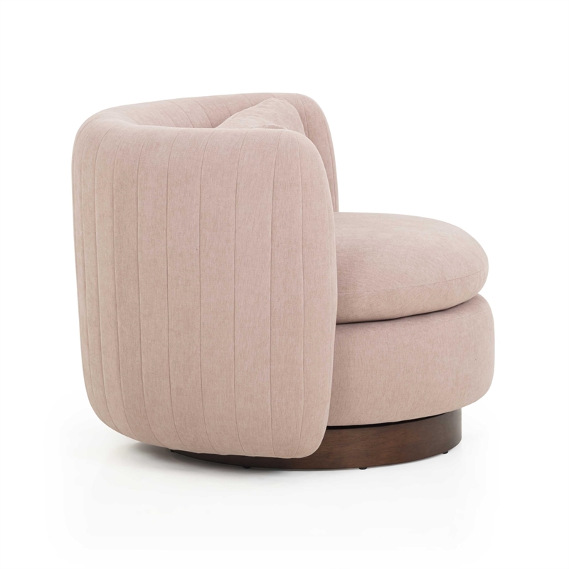 Nura Blush Pink Chenille Swivel Accent Chair