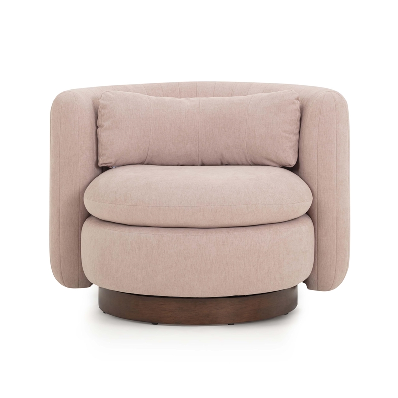 Nura Blush Pink Chenille Swivel Accent Chair