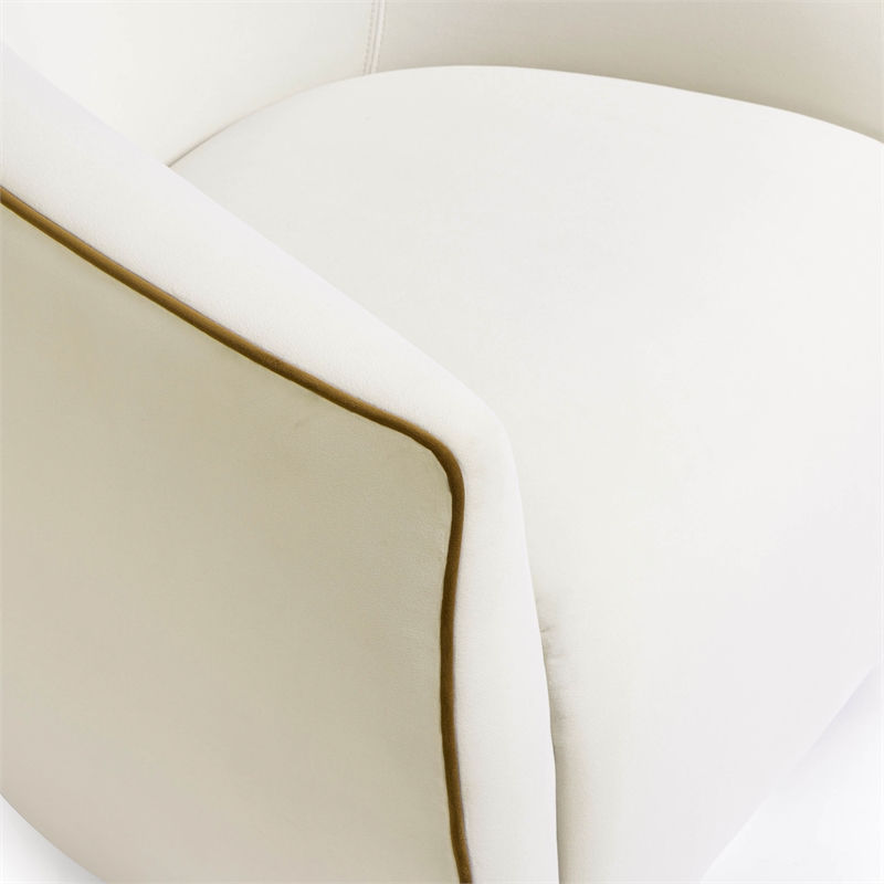 Jordan Cream Contrast Piping Velvet Swivel Chair