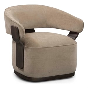 Madison Linen Chenille Swivel Accent Chair in Stone