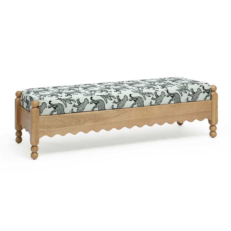 Thelma Cream Leopard Jacquard Bench