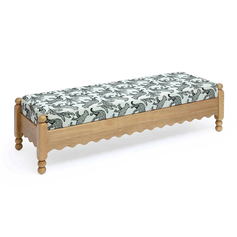 Thelma Cream Leopard Jacquard Bench