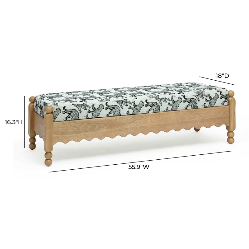 Thelma Cream Leopard Jacquard Bench
