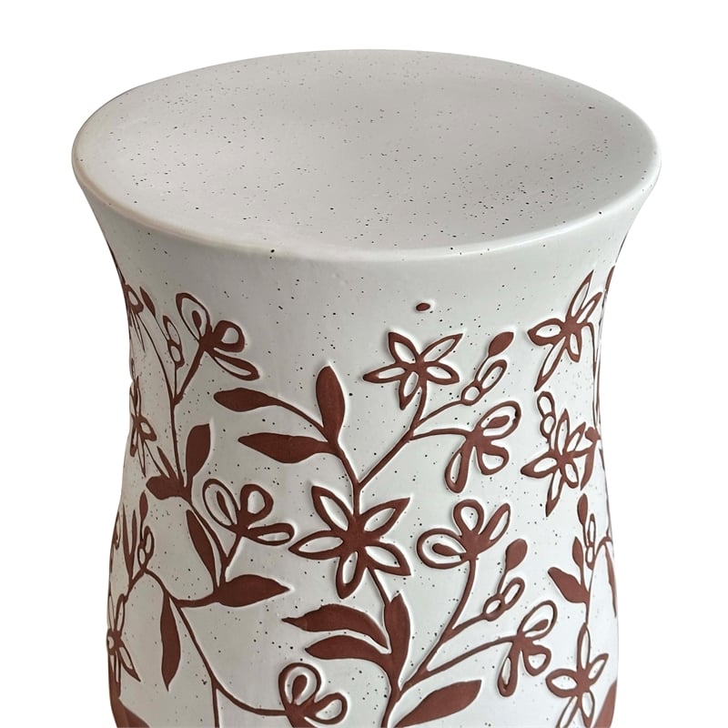 TOV Furniture Ceramic Carved Terracotta Table