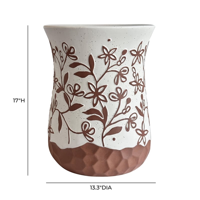 TOV Furniture Ceramic Carved Terracotta Table