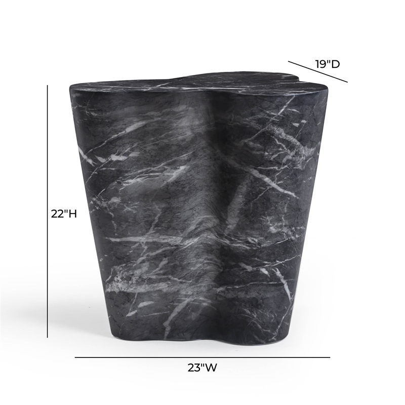 Slab Black Marble Concrete Indoor / Outdoor Side Table
