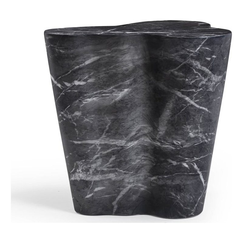 Slab Black Marble Concrete Indoor / Outdoor Side Table