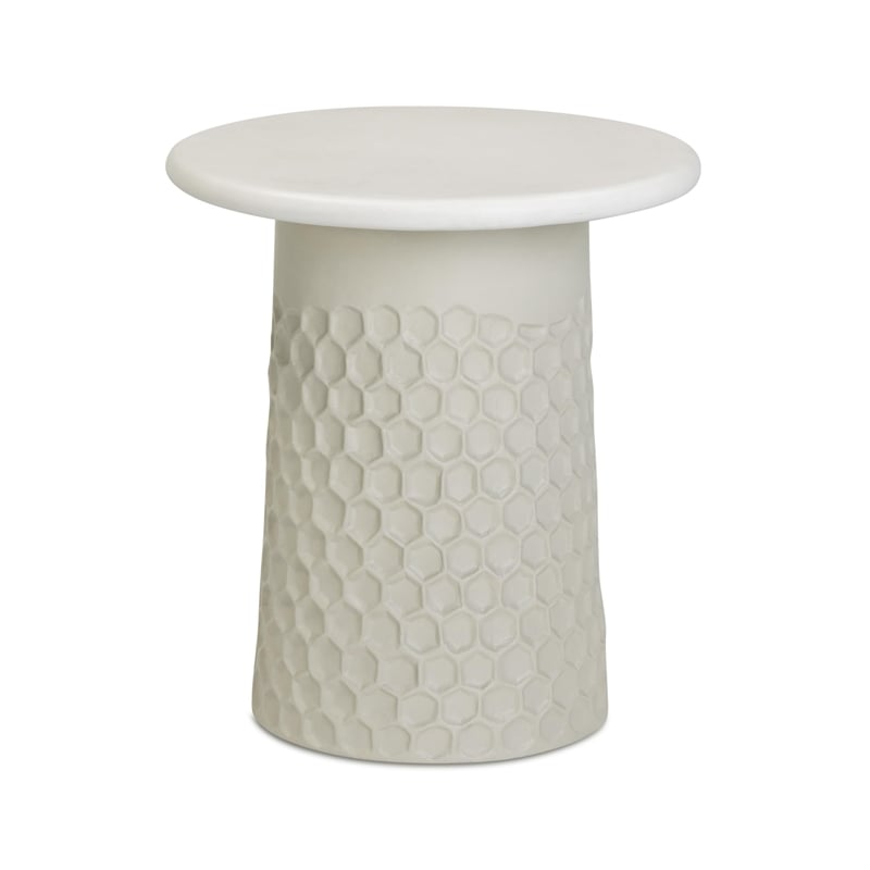 Hessa Antique White Chiseled Concrete Indoor/Outdoor Side Table