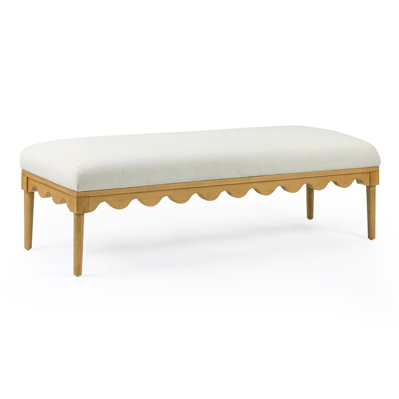 Oodle Cream Vegan Mohair Upholstered Bench