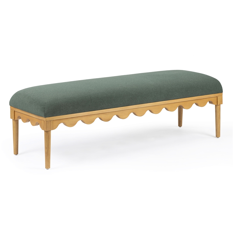 Oodle Green Vegan Mohair Upholstered Bench