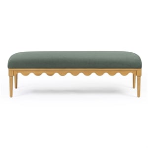Oodle Green Vegan Mohair Upholstered Bench