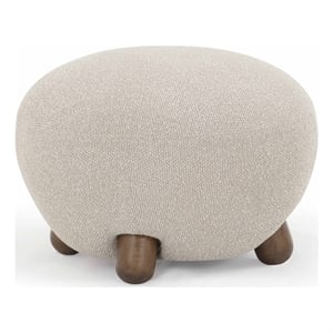 Pucker Warm Grey Boucle Upholstered Ottoman