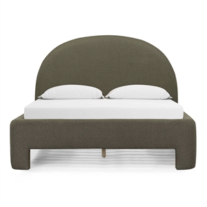 Orphea Kale Green Boucle Queen Bed