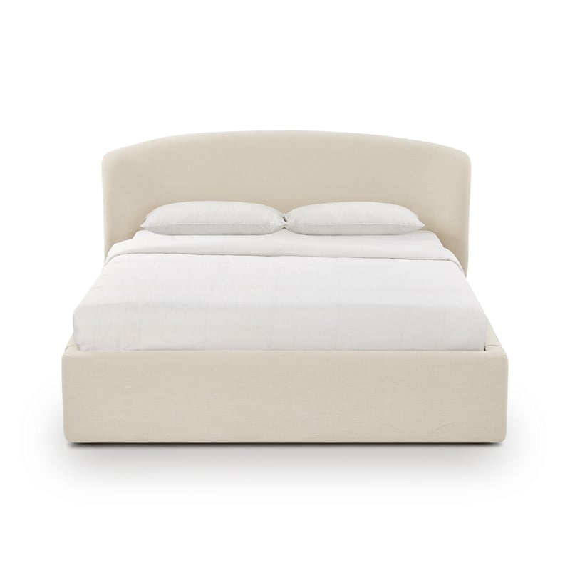 Corey Cream Upcycled Linen Queen Storage Bed