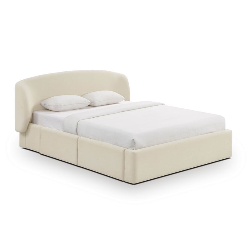 Corey Cream Upcycled Linen Queen Storage Bed