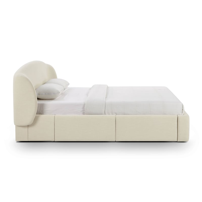 Corey Cream Upcycled Linen Queen Storage Bed