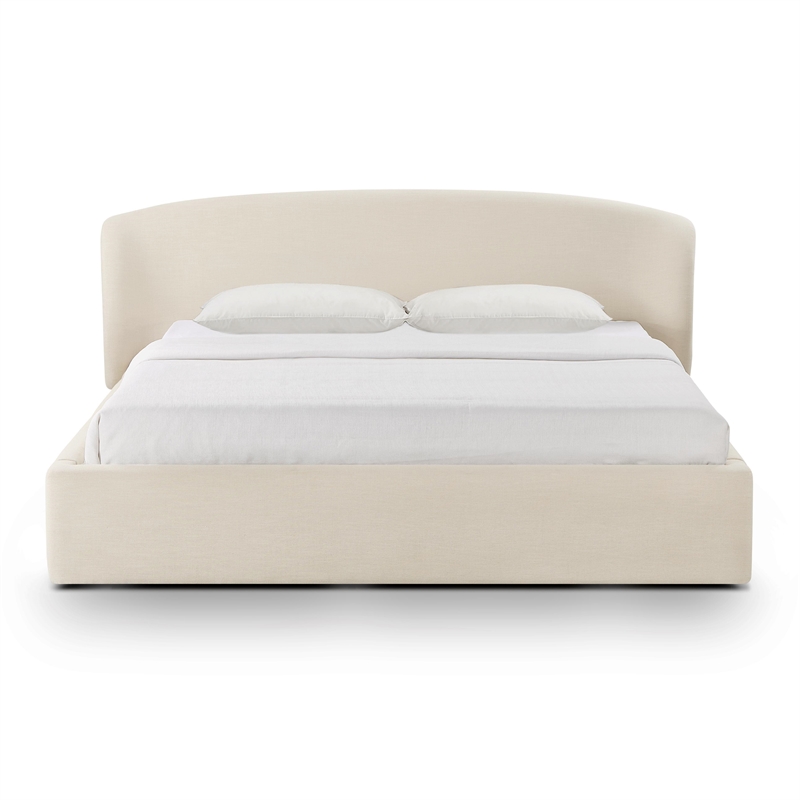 Corey Cream Upcycled Linen King Storage Bed