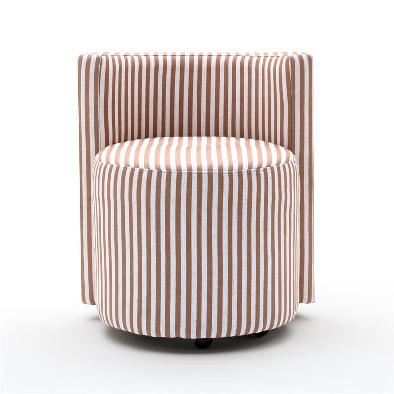 Alyssa Curry Yellow Striped Performance Linen Rolling Desk Chair