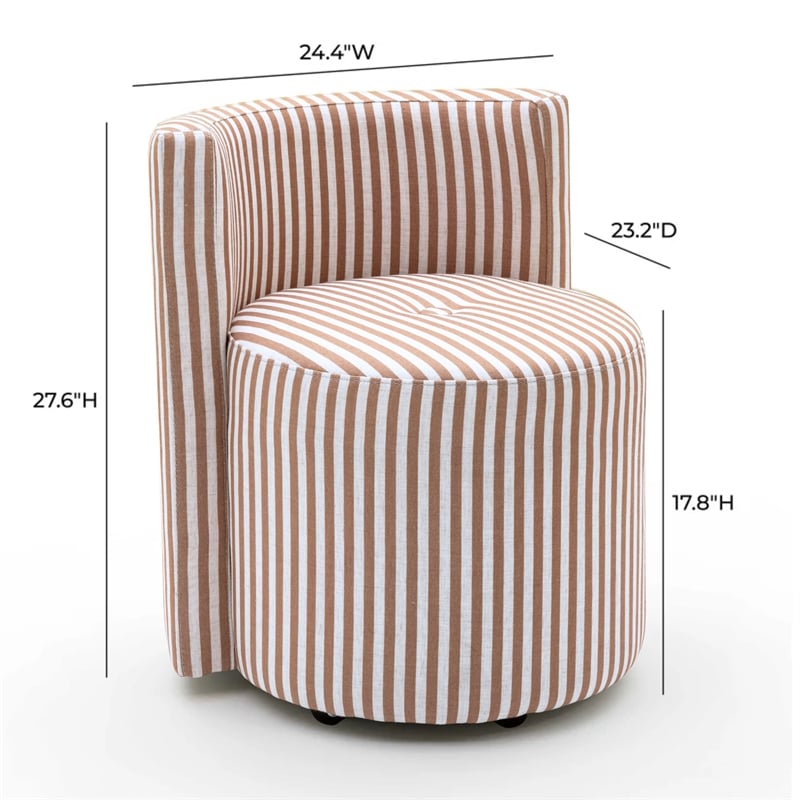 Alyssa Curry Yellow Striped Performance Linen Rolling Desk Chair