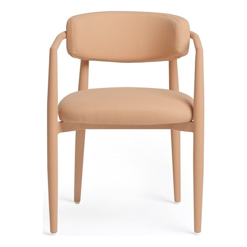 Annika Peach Textured Performance Fabric Outdoor Dining Chair