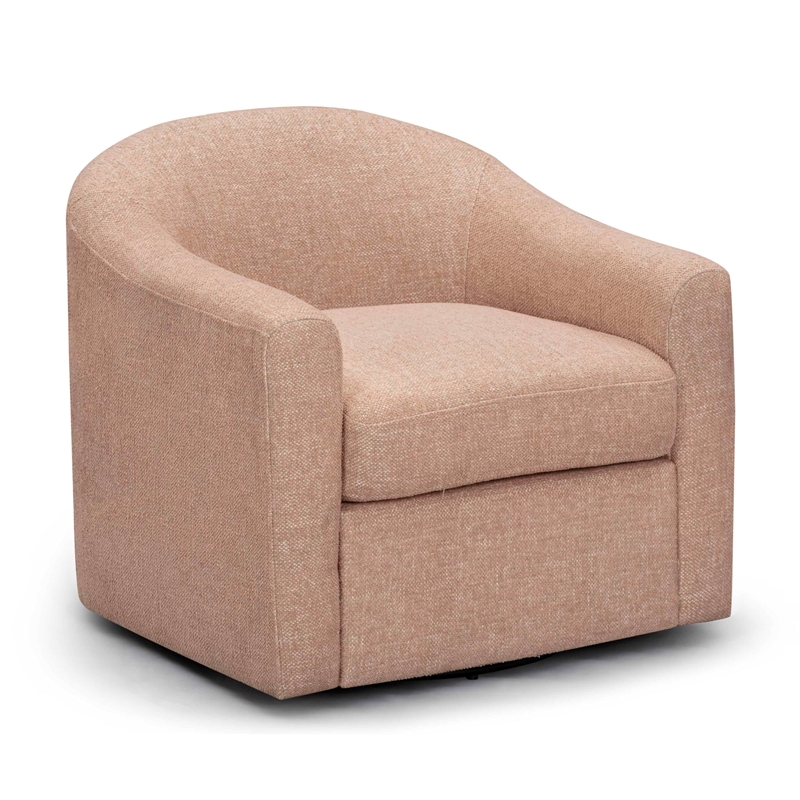 Thao Blush Basketweave Swivel Chair