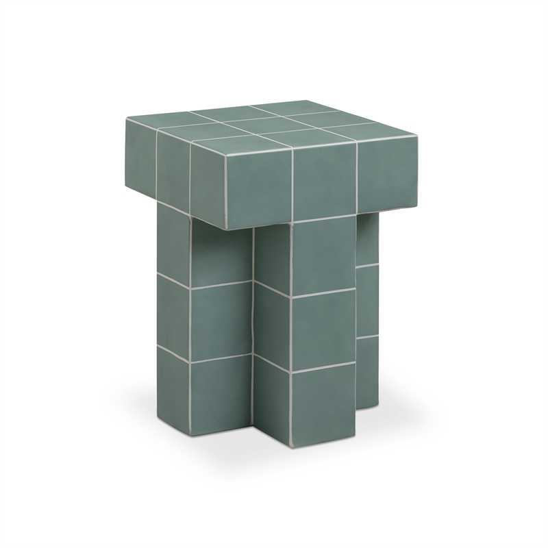 Alma Green Tile Concrete Indoor/Outdoor Side Table