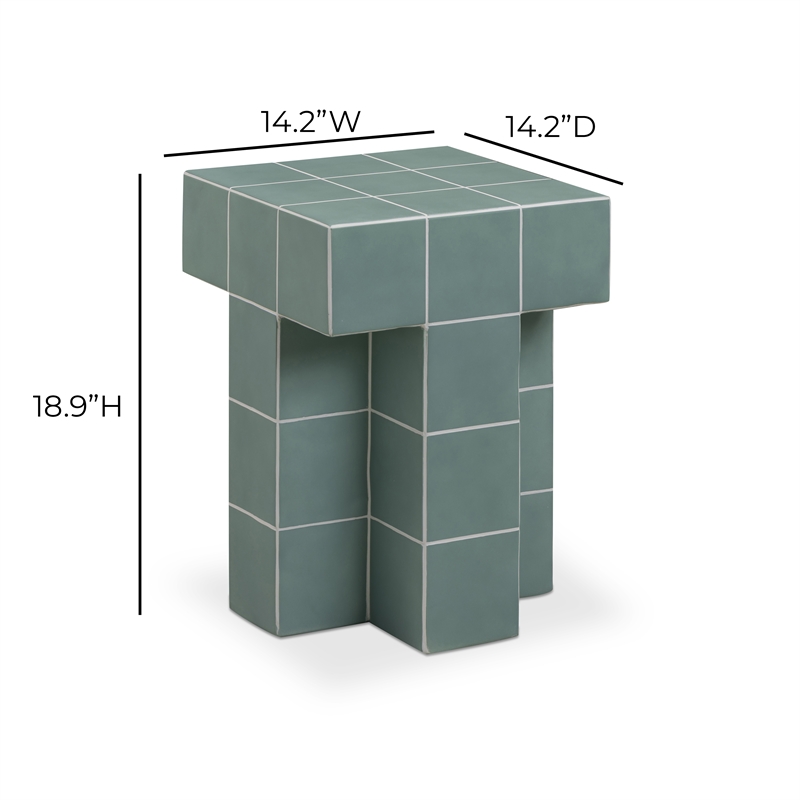 Alma Green Tile Concrete Indoor/Outdoor Side Table