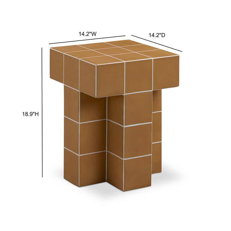Alma Orange Tile Concrete Indoor/Outdoor Side Table