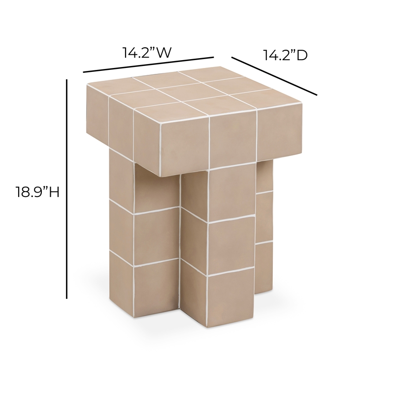 Alma Taupe Tile Concrete Indoor/Outdoor Side Table
