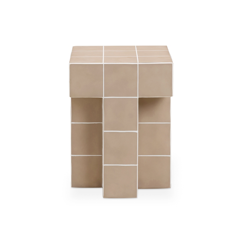 Alma Taupe Tile Concrete Indoor/Outdoor Side Table