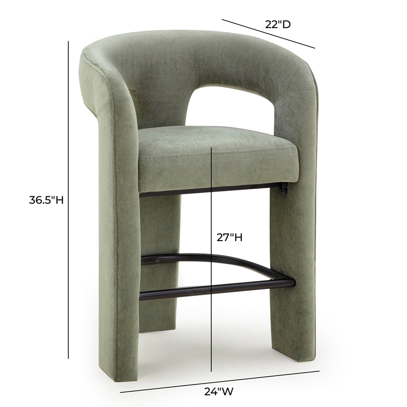 Malone Green Performance Fabric Counter Stool