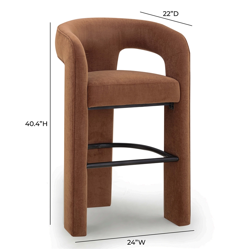 Malone Rust Red Performance Fabric Bar Stool