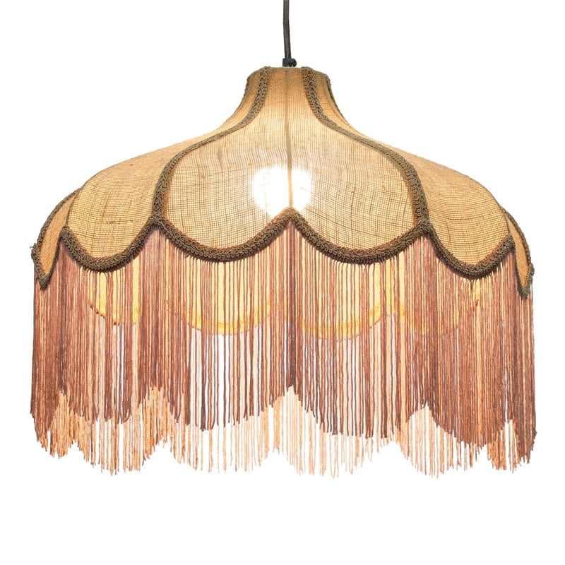 Buchanan Pink Jute Fringed Scalloped Pendant Light