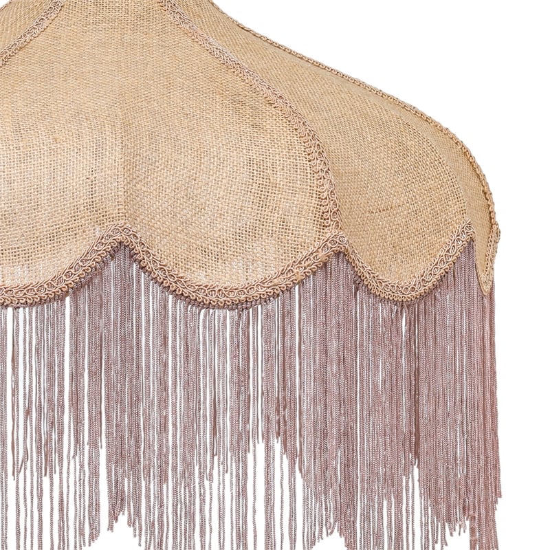 Buchanan Pink Jute Fringed Scalloped Pendant Light