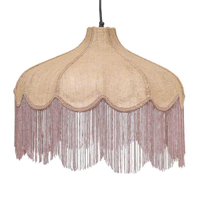 Buchanan Pink Jute Fringed Scalloped Pendant Light