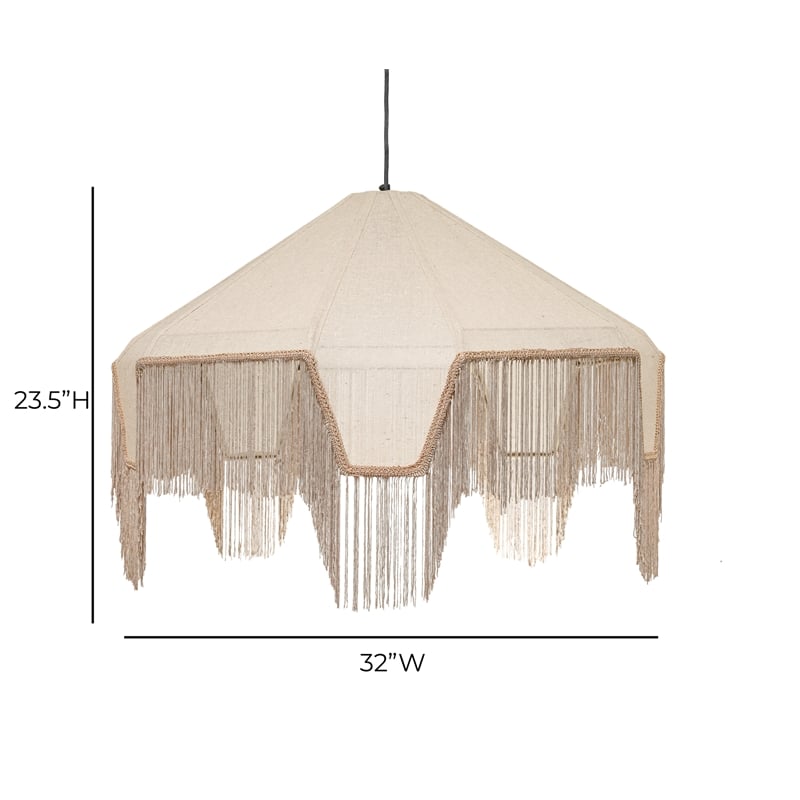 Buchanan Natural Fabric Fringed Angled Pendant Light