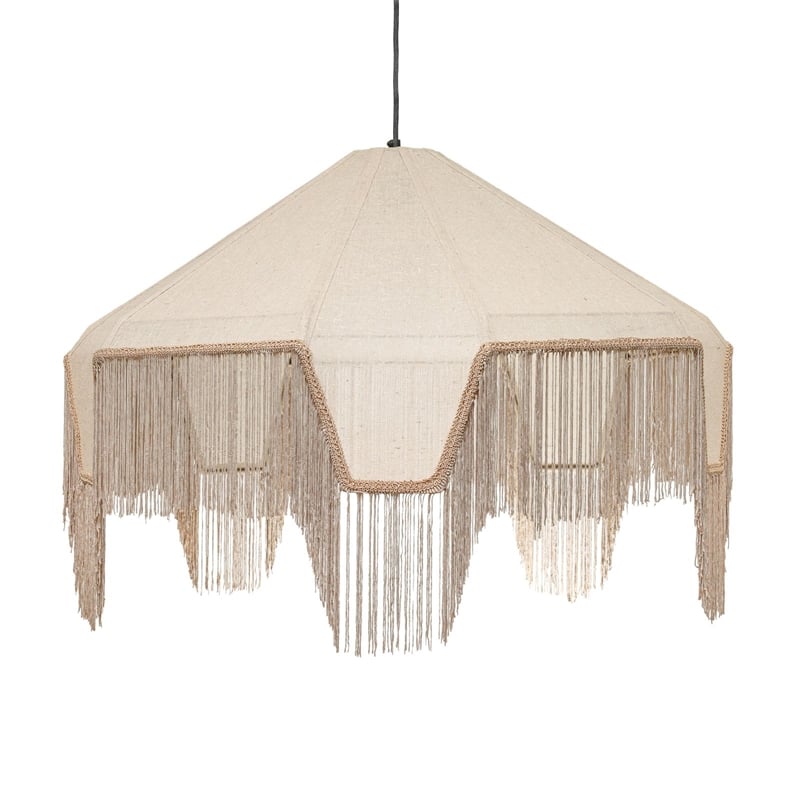 Buchanan Natural Fabric Fringed Angled Pendant Light