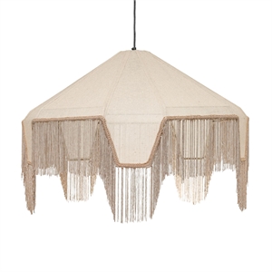 Buchanan Natural Fabric Fringed Angled Pendant Light