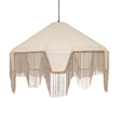 Buchanan Natural Fabric Fringed Angled Pendant Light