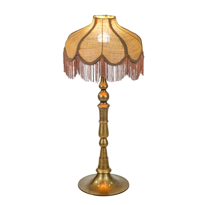 Buchanan Pink Jute Fringed Scalloped Table Lamp
