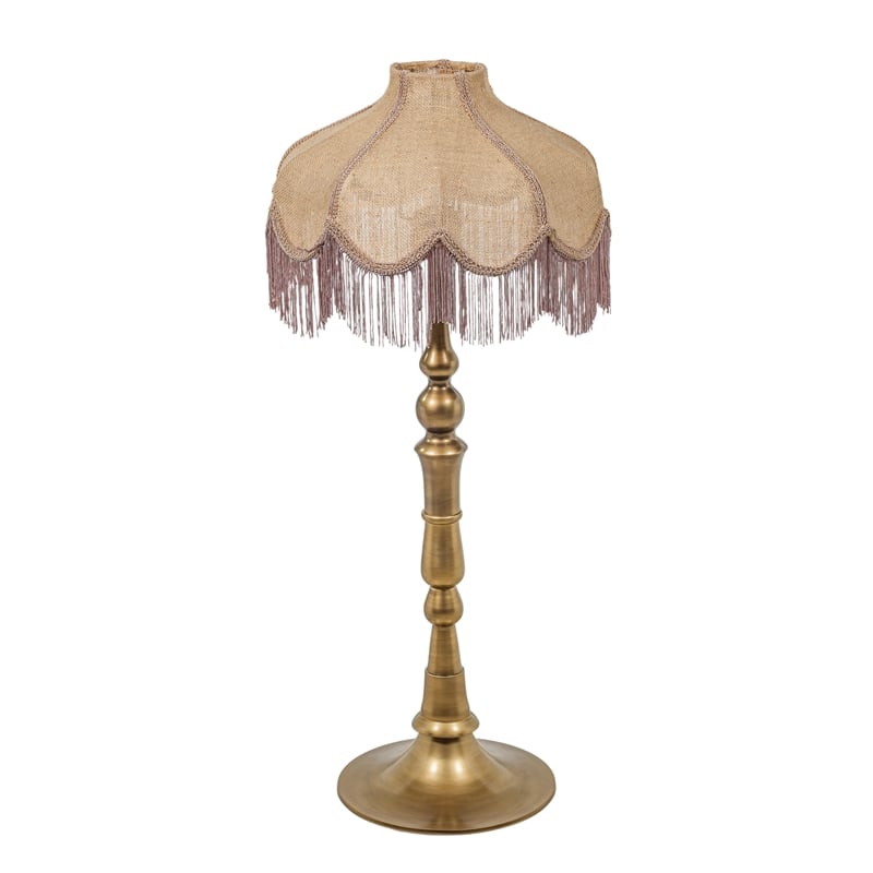 Buchanan Pink Jute Fringed Scalloped Table Lamp