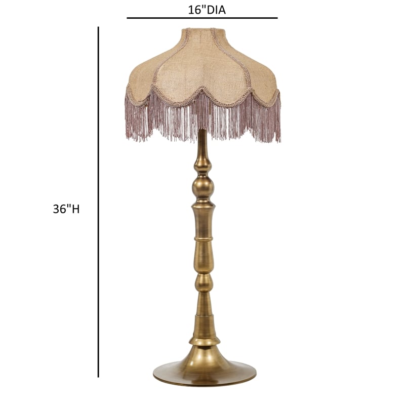 Buchanan Pink Jute Fringed Scalloped Table Lamp