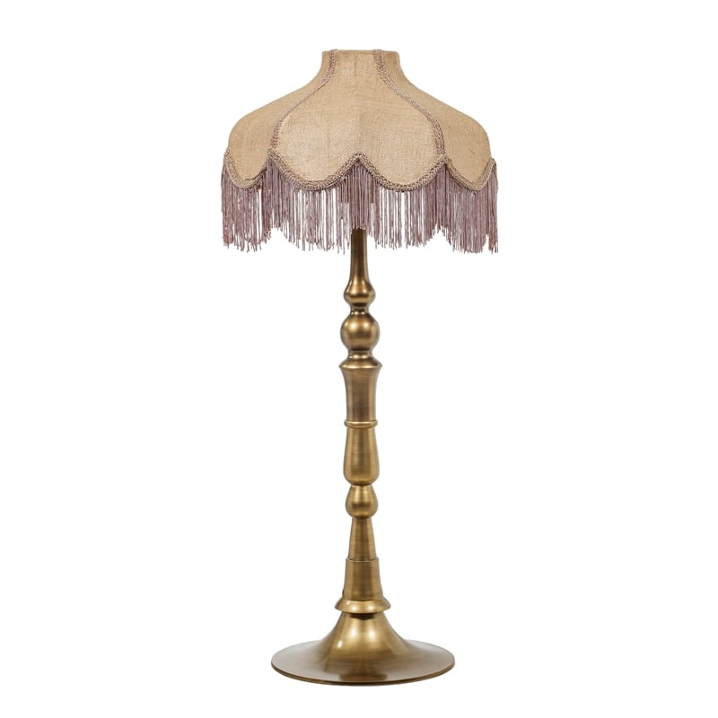 Buchanan Pink Jute Fringed Scalloped Table Lamp