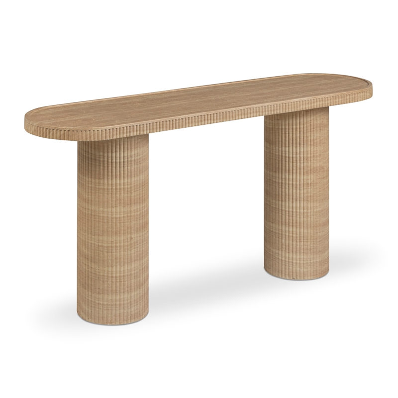 Darcy Faux Travertine Concrete Indoor / Outdoor Console Table