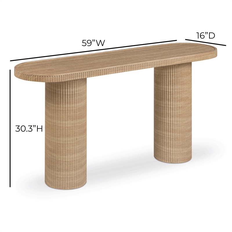 Darcy Faux Travertine Concrete Indoor / Outdoor Console Table
