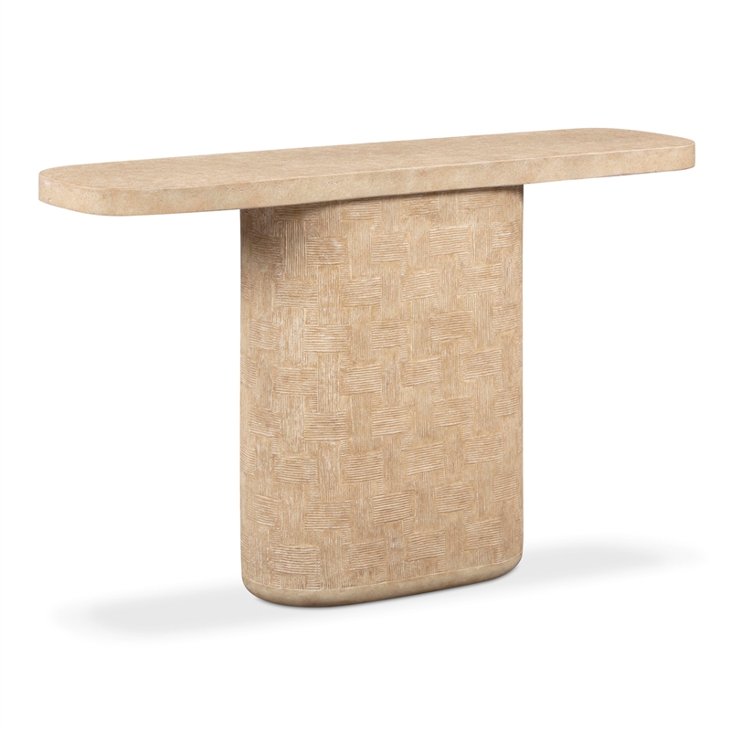 Suraya Faux Travertine Concrete Console Table