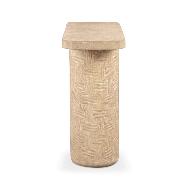 Suraya Faux Travertine Concrete Console Table