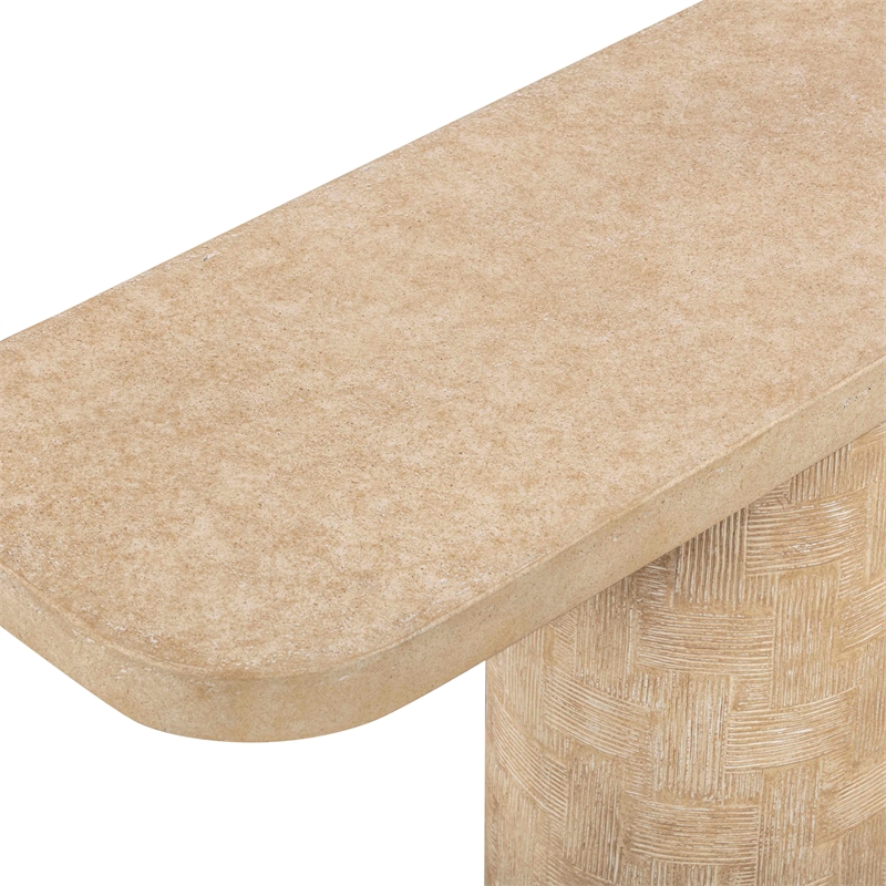 Suraya Faux Travertine Concrete Console Table