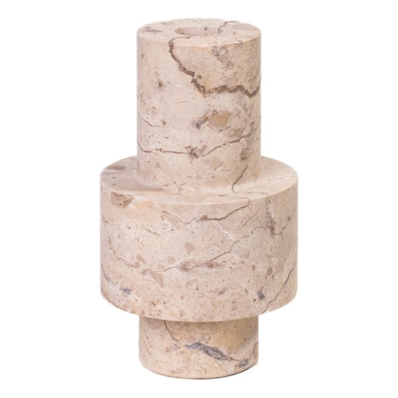 Marble TravertineTurned Candle Holder
